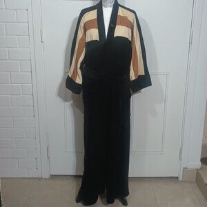 Vtg Christian Dior Velour Colorblock Maxi Robe OS